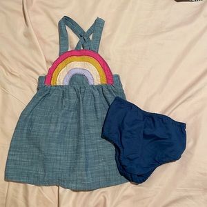 Cat & Jack rainbow chambray outfit with baby bloomers set size 18 months